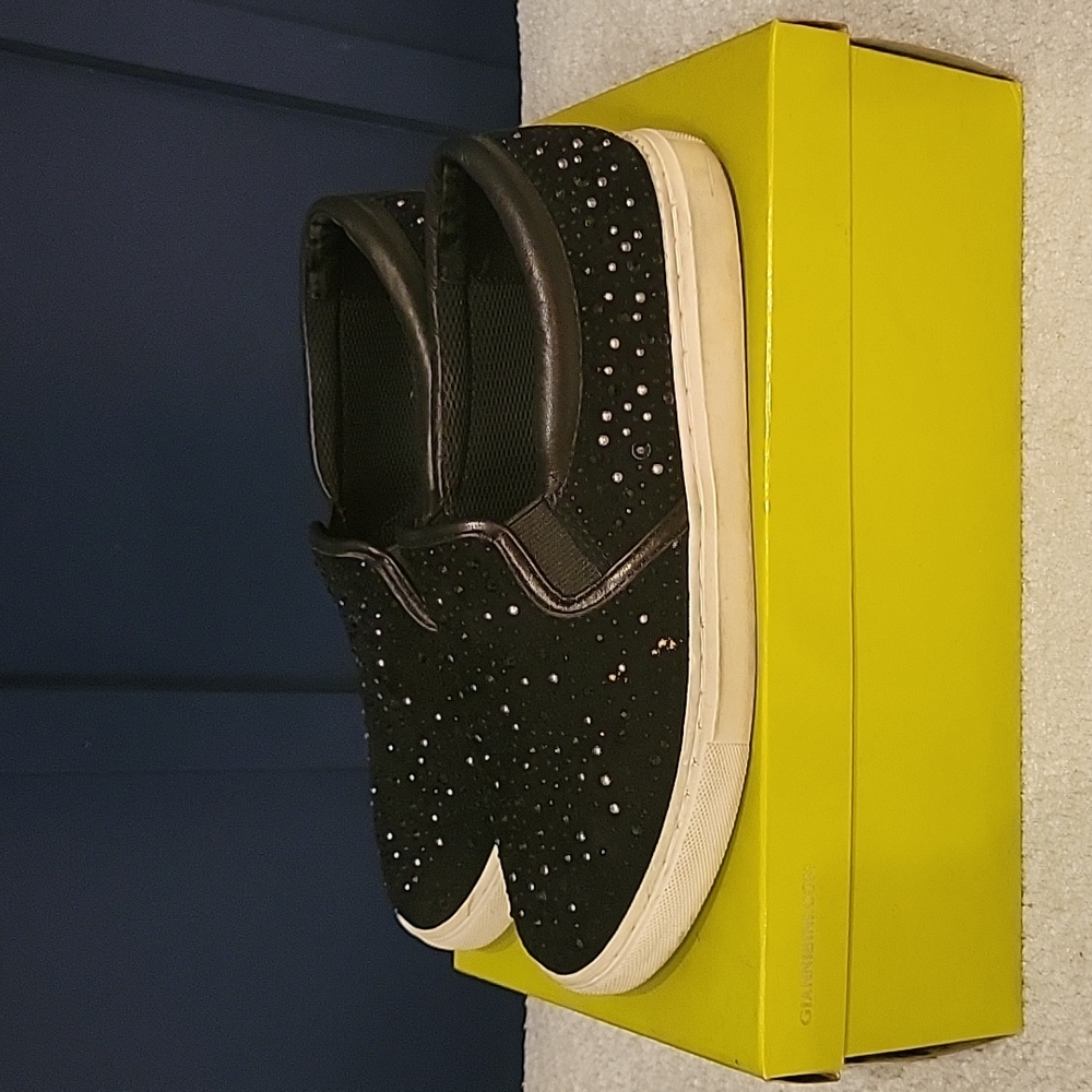 GIANNI BINI Tilliez Black Rhinestone Loafers 8